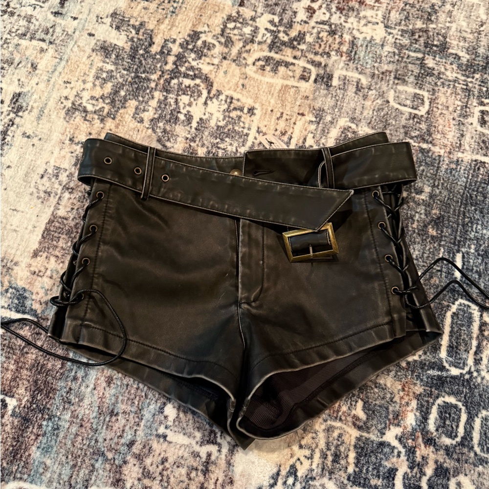 Black Lace-Up Women's Shorts